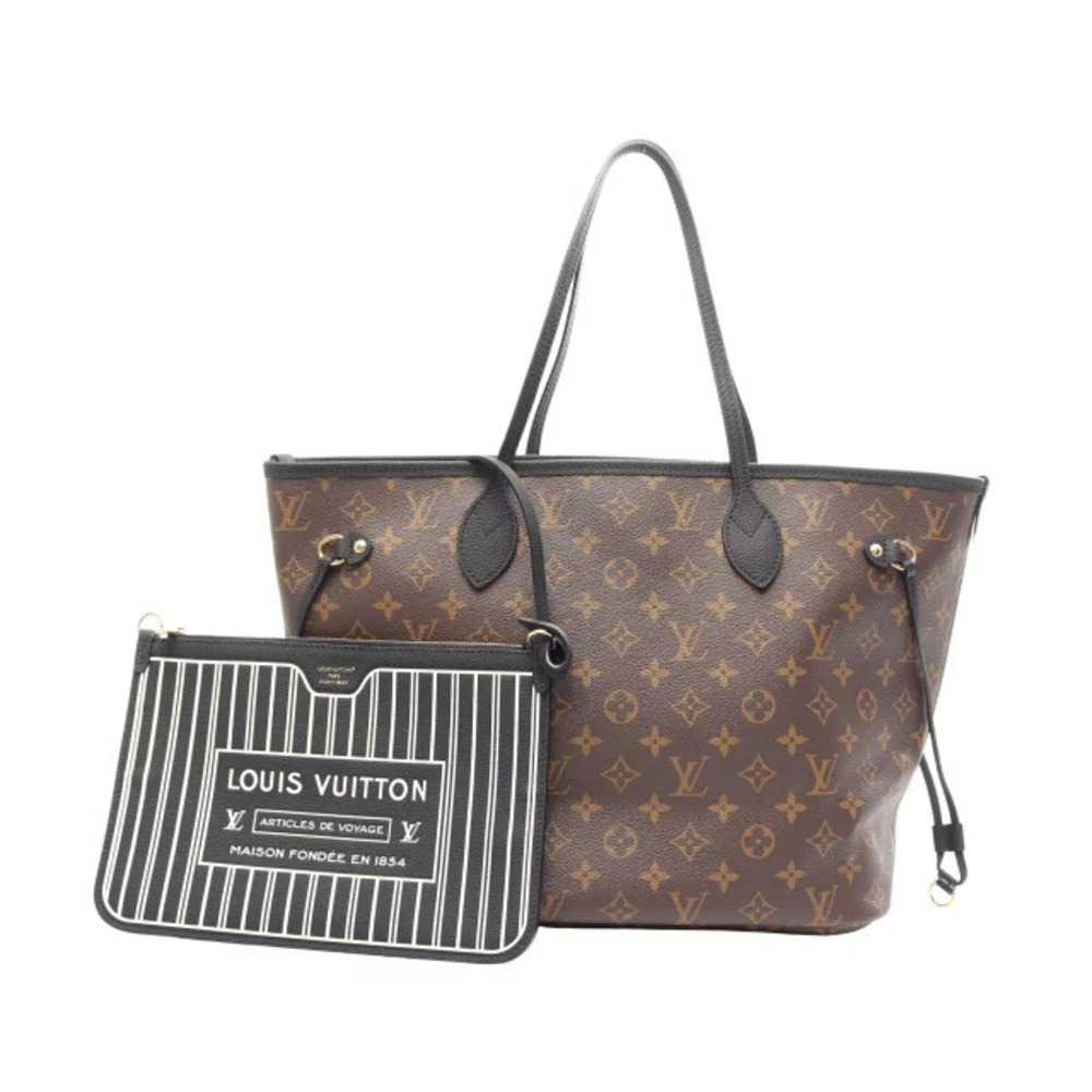Louis Vuitton Neverfull Inside Out Tote Bag Canvas Leather Monogram Brown Black